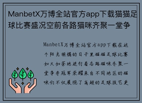 ManbetX万博全站官方app下载猫猫足球比赛盛况空前各路猫咪齐聚一堂争夺冠军荣耀